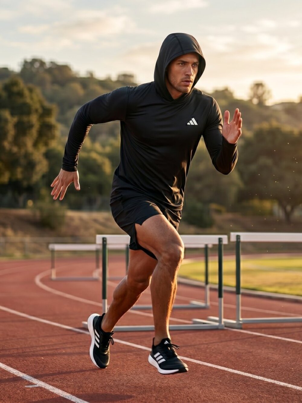 Adidas Base Layer Long Sleeve Hoodie Black - ADVR0837 - LARGE
